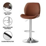 Artiss 4X Bar Stools Bentwood Adjustable Kitchen Counter Chair Leather Brown - Image 6