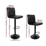 Artiss 2x Bar Stools Kitchen Dining Chairs Gas Lift Stool Leather Black - Image 2