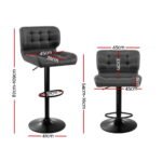 Artiss 4x Bar Stools Gas Lift Leather Padded Grey - Image 2