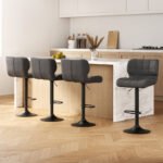 Artiss 4x Bar Stools Gas Lift Leather Padded Grey - Image 7