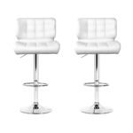 Artiss 2x Bar Stools Gas Lift Leather Padded White - Image 3