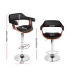 Artiss Bar Stools Gas Lift Leather w/Armrest Black - Image 2
