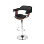 Artiss Bar Stools Gas Lift Leather w/Armrest Black - Image 8