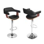 Artiss 4x Bar Stools Gas Lift Leather w/Armrest Black - Image 3