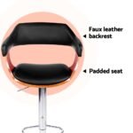 Artiss 4x Bar Stools Gas Lift Leather w/Armrest Black - Image 4