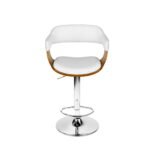 Artiss Bar Stools Gas Lift Leather w/Armrest White - Image 3