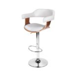 Artiss Bar Stools Gas Lift Leather w/Armrest White - Image 8