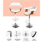 Artiss 2x Bar Stools Gas Lift Leather w/Armrest White - Image 5