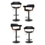 Artiss 4x Bar Stools Gas Lift Leather w/Armrest All Black - Image 3