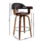 Artiss 2x Bar Stools Leather Seat Wooden Legs - Image 2