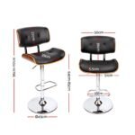 Artiss 2x Bar Stools Gas Lift Leather Black - Image 2