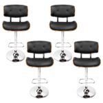 Artiss 4x Bar Stools Gas Lift Leather Black - Image 3