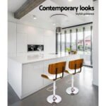 Artiss 2x Bar Stools Gas Lift Leather White - Image 5