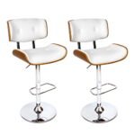 Artiss 2x Bar Stools Gas Lift Leather White - Image 7