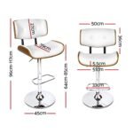 Artiss 4x Bar Stools Gas Lift Leather White - Image 2