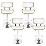 Artiss 4x Bar Stools Gas Lift Leather White - Image 3