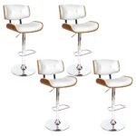 Artiss 4x Bar Stools Gas Lift Leather White - Image 7