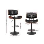 Artiss 2x Bar Stools Gas Lift Leather All Black - Image 2