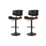 Artiss 2x Bar Stools Gas Lift Leather All Black - Image 7
