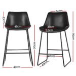Artiss Bar Stools Kitchen Counter Barstools Leather Metal Chairs Black x2 - Image 2