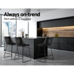 Artiss Bar Stools Kitchen Counter Barstools Leather Metal Chairs Black x2 - Image 4