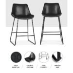 Artiss Bar Stools Kitchen Counter Barstools Leather Metal Chairs Black x2 - Image 5