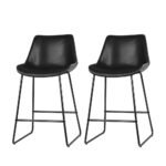 Artiss Bar Stools Kitchen Counter Barstools Leather Metal Chairs Black x2 - Image 7