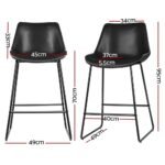 Artiss 4x Bar Stools Leather Padded Metal Legs Black - Image 2
