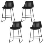 Artiss 4x Bar Stools Leather Padded Metal Legs Black - Image 7