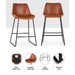 Artiss Bar Stools Kitchen Counter Barstools Leather Metal Chairs Brown x2 - Image 5