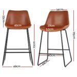 Artiss 4x Bar Stools Leather Padded Metal Legs Brown - Image 2