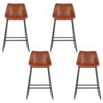 Artiss 4x Bar Stools Leather Padded Metal Legs Brown - Image 3
