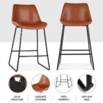 Artiss 4x Bar Stools Leather Padded Metal Legs Brown - Image 5