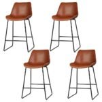Artiss 4x Bar Stools Leather Padded Metal Legs Brown - Image 7
