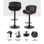 Artiss Bar Stools Kitchen Leather Barstools Swivel Gas Lift Vintage Chairs Black - Image 4