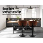 Artiss Bar Stools Kitchen Leather Barstools Swivel Gas Lift Vintage Chairs Black - Image 5