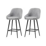Artiss 2x Bar Stools Upholstered Stool Counter Seat Kitchen Dining Chairs - Image 7