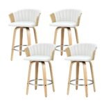 Artiss 4x Bar Stools Swivel Leather Chairs Wooden - Image 7