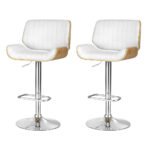 Artiss 2x Bar Stools Adjustable Leather Chairs - Image 7