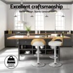 Artiss 4x Bar Stools Adjustable Leather Padded White - Image 4