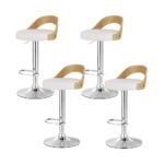 Artiss 4x Bar Stools Adjustable Leather Padded White - Image 7