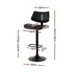 Artiss Bar Stools Kitchen Dining Chairs Gas Lift Stool Wooden Leather Black - Image 2