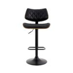 Artiss Bar Stools Kitchen Dining Chairs Gas Lift Stool Wooden Leather Black - Image 3