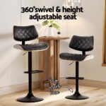 Artiss Bar Stools Kitchen Dining Chairs Gas Lift Stool Wooden Leather Black - Image 4