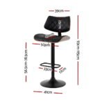 Artiss 2x Bar Stools Kitchen Dining Chairs Gas Lift Stool Wooden Leather Black - Image 2