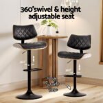 Artiss 2x Bar Stools Kitchen Dining Chairs Gas Lift Stool Wooden Leather Black - Image 4