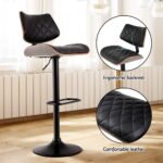 Artiss 4x Bar Stools Kitchen Dining Chairs Gas Lift Stool Wooden Leather Black - Image 5