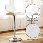 Artiss 2x Bar Stools Kitchen Dining Chairs Gas Lift Stool Wooden Leather White - Image 5
