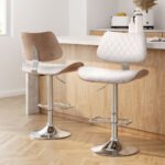 Artiss 2x Bar Stools Kitchen Dining Chairs Gas Lift Stool Wooden Leather White - Image 7