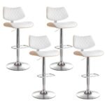 Artiss 4x Bar Stools Kitchen Dining Chairs Gas Lift Stool Wooden Leather White